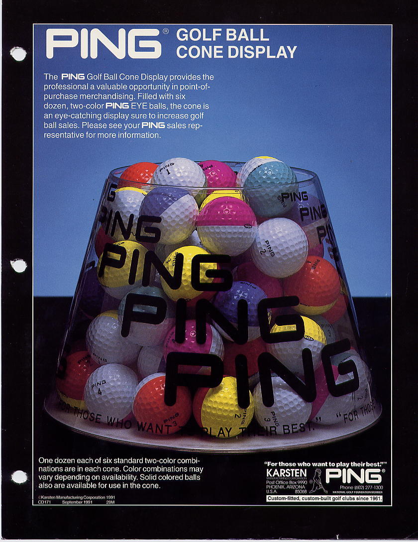 Original Karsten Ping Eye golf ball color options catalog