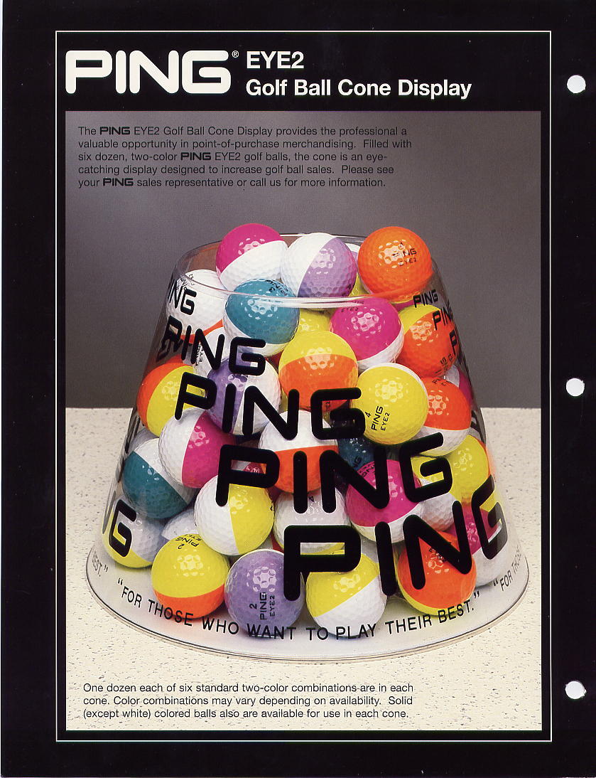 Original Ping golf ball advertisement showing two-tone designs