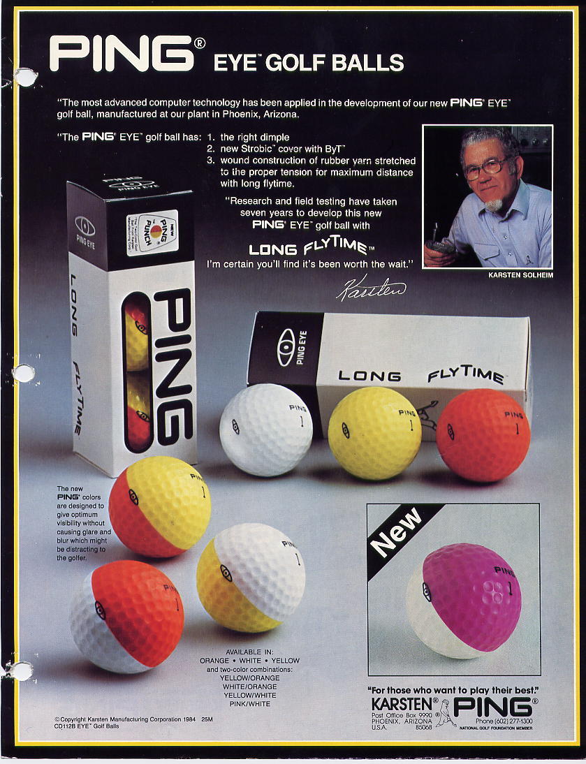 Karsten Ping golf ball vintage catalog promotional advertisement
